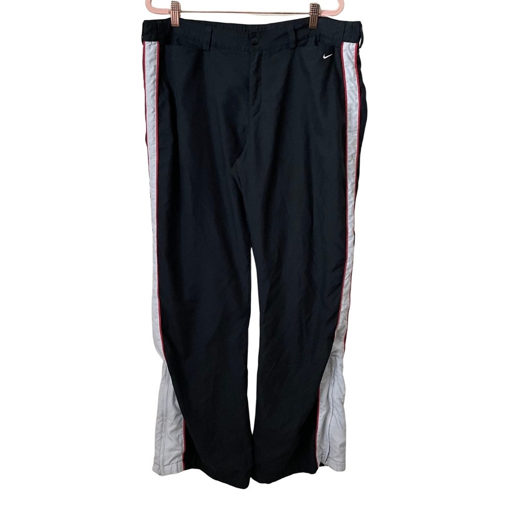 Vintage Y2K Nike Track Pants Womens Large Black Striped Zip Ankle 2003 Gray Tag